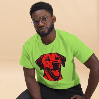 Rhodesian Ridgeback in Pop Art style with bright red and deep black