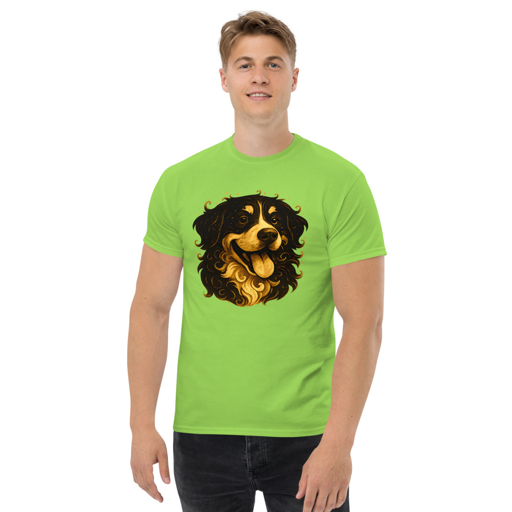 Bernese Mountain Dog in whimsical fantasy style with black and gold colors - Image 7