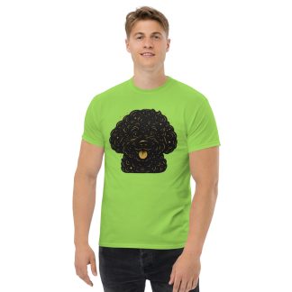 Bichon Frise in whimsical fantasy style with black and gold colors