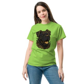 Cane Corso in whimsical fantasy style with black and gold colors