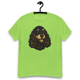 Cocker Spaniel in whimsical fantasy style with black and gold colors