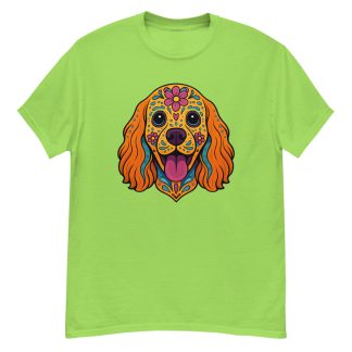 Cocker Spaniel in Day of Dead style with bright colors