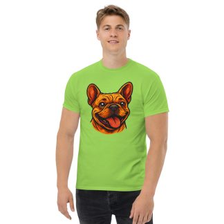 French Bulldog in comic book style with warm colors