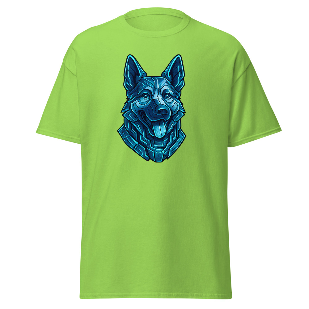 German Shepherd in futuristic cyberpunk style with steel silver and electric blue - Image 6