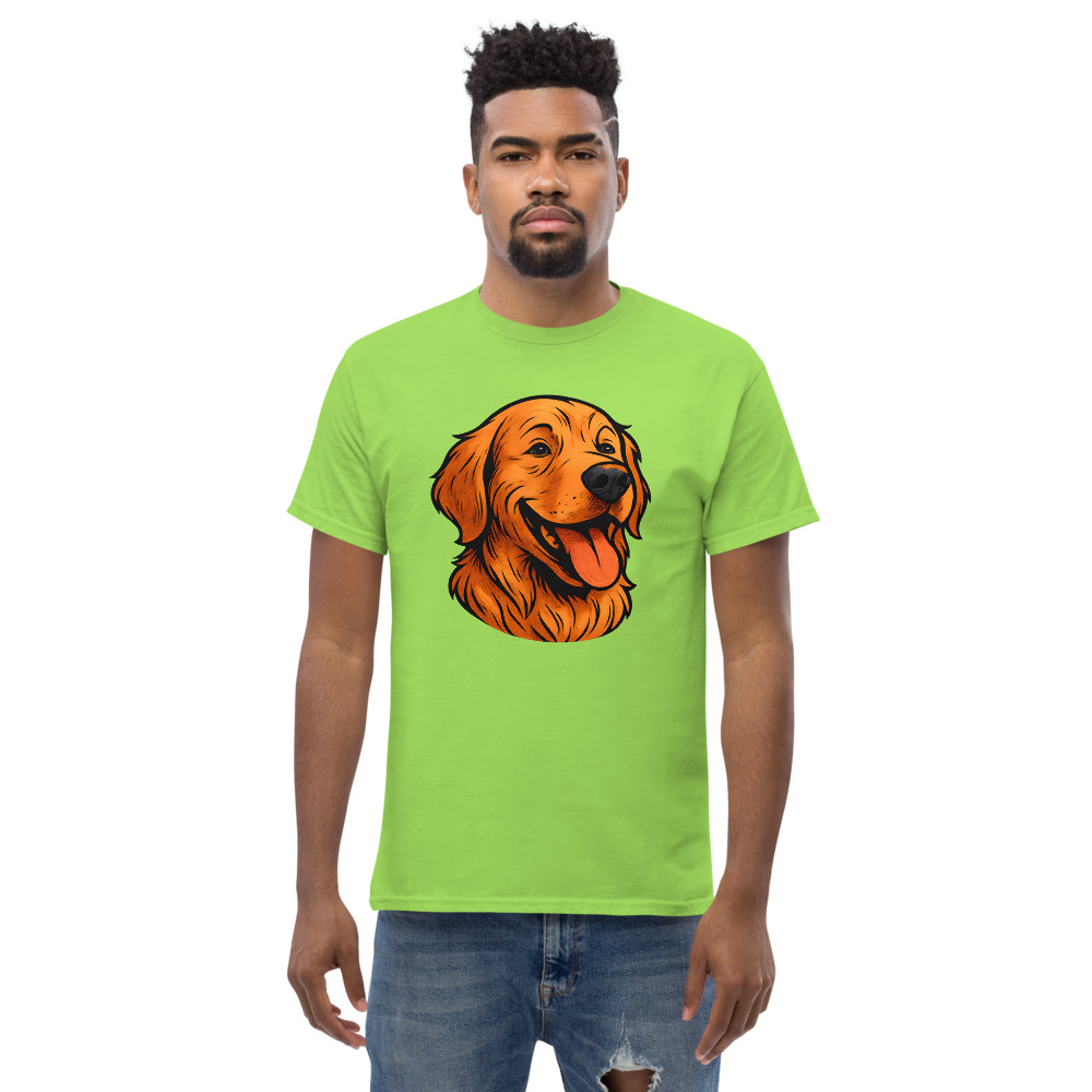 Golden Retriever in comic book style with warm colors