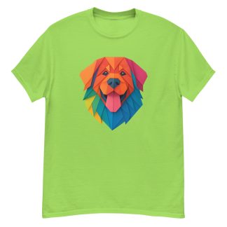 Newfoundland Dog in origami paper style with bright colors