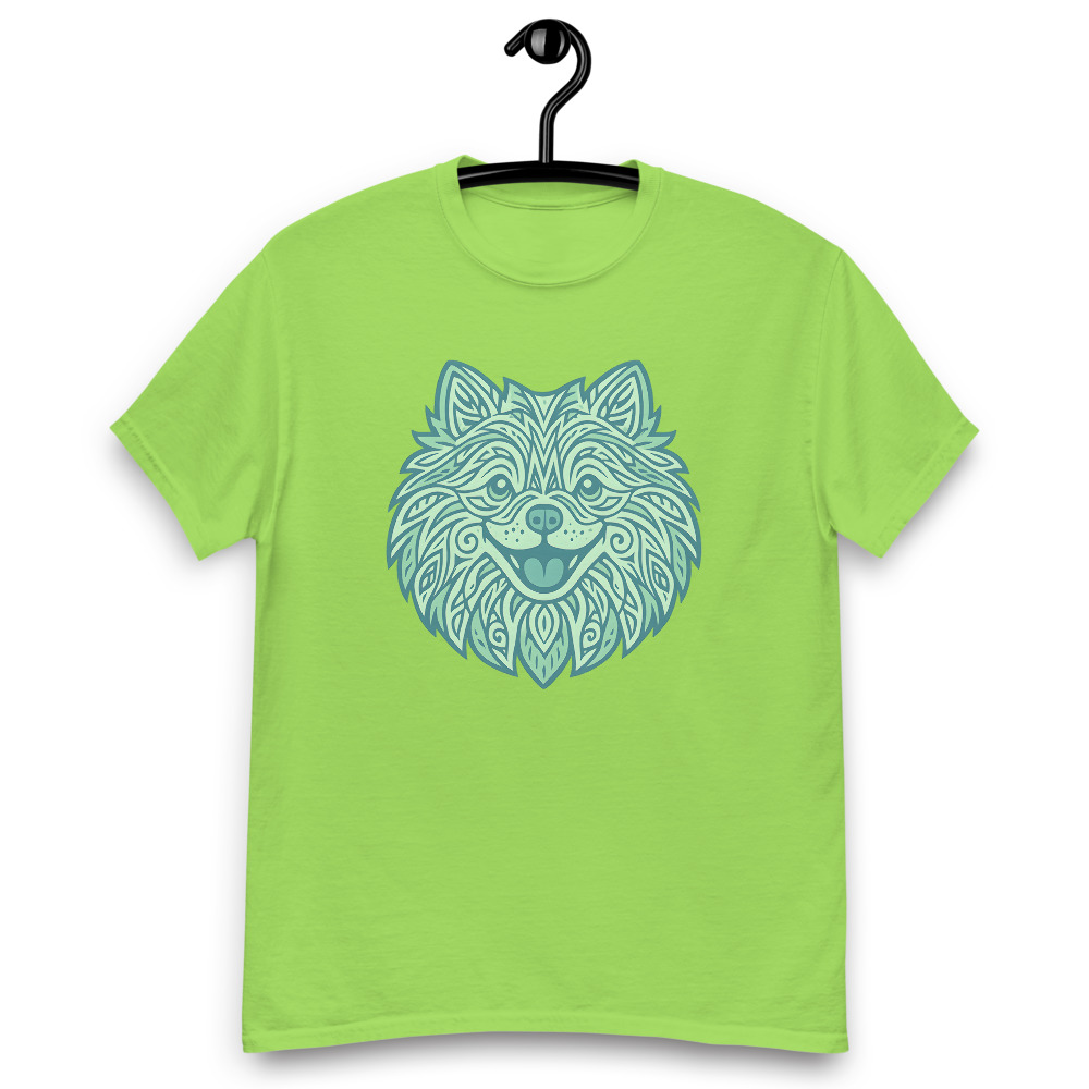 Pomeranian in tribal pattern with pastel greens and blues - Image 4