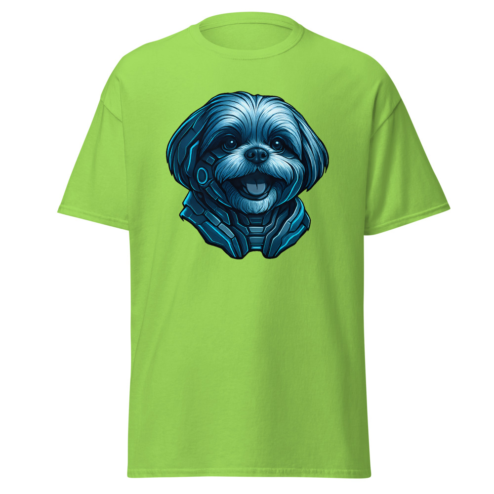 Shih Tzu in futuristic cyberpunk style with steel silver and electric blue - Image 4