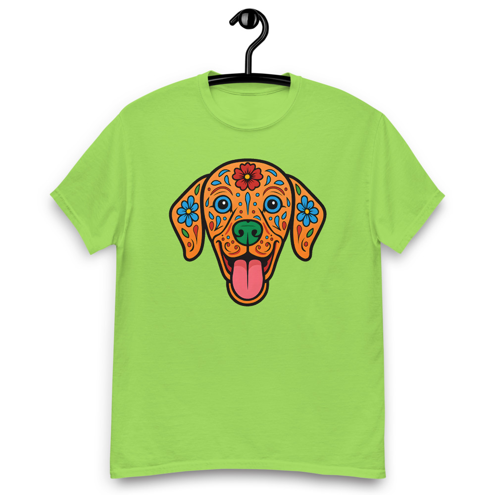 Vizsla in Day of Dead style with bright colors