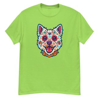 West Highland White Terrier in Day of Dead style with bright colors