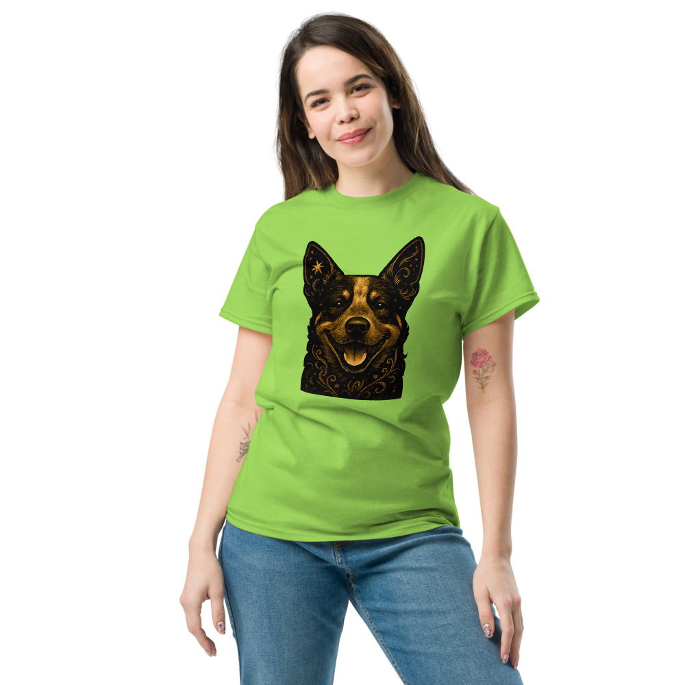 Australian Cattle Dog in whimsical fantasy style with black and gold colors - Image 6