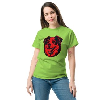 Australian Shepherd Pop Art in Bright Red and Deep Black