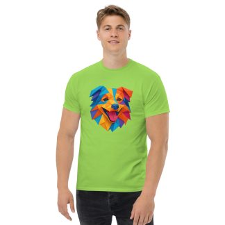 Australian Shepherd in origami paper style with bright colors