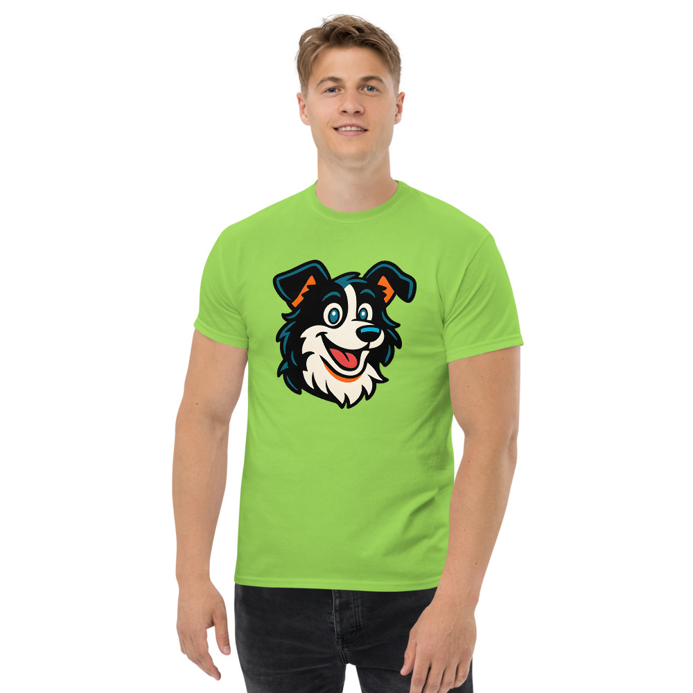 Border Collie in retro 90s cartoon style with bright colors