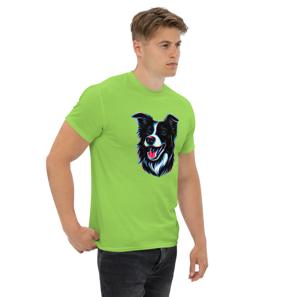Border Collie in chromatic aberration style with neon edge colors - Image 5
