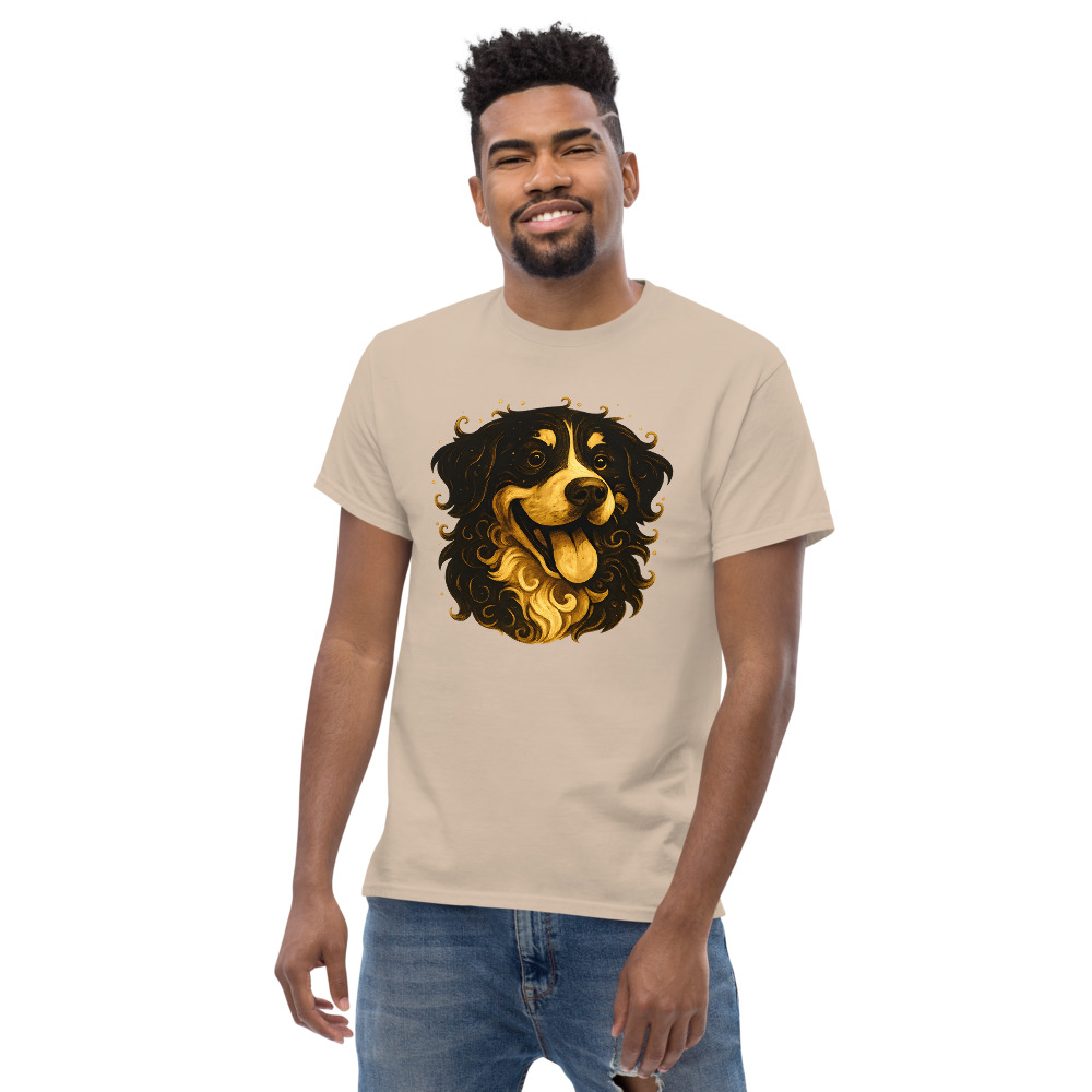 Bernese Mountain Dog in whimsical fantasy style with black and gold colors - Image 5