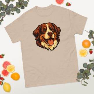 Bernese Mountain Dog in comic book style with warm colors