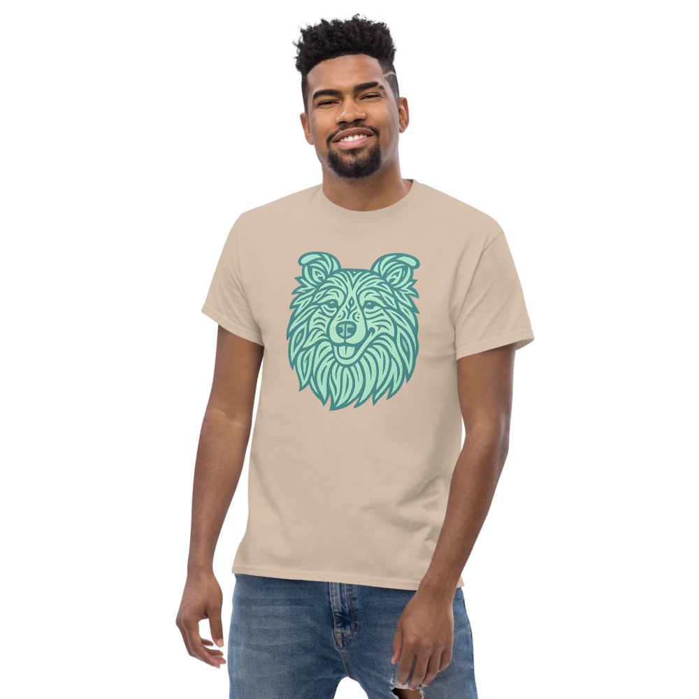 Shetland Sheepdog in tribal pattern with pastel greens and blues - Image 7