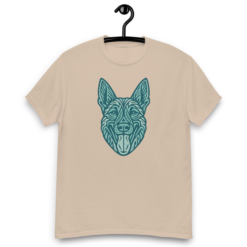 Belgian Malinois in tribal pattern with pastel greens and blues - Image 7
