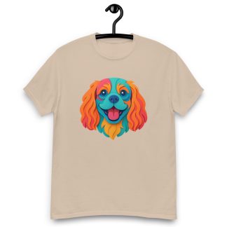 Cavalier King Charles Spaniel in paper cutout style with bright colors
