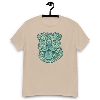 Chinese Shar-Pei in tribal pattern with pastel greens and blues