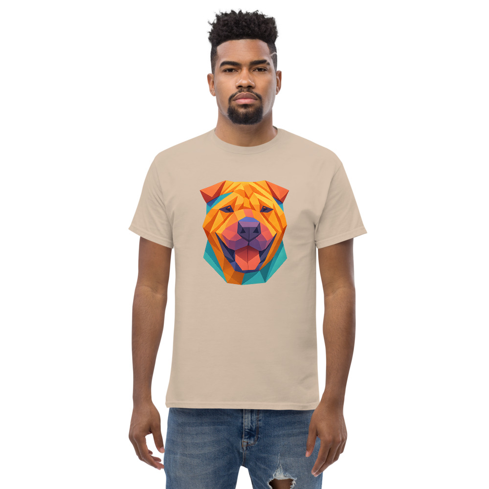 Chinese Shar-Pei in origami paper style with bright colors