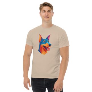 Doberman Pinscher in origami paper style with bright colors