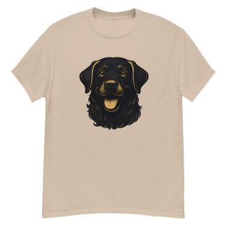 Labrador Retriever in whimsical fantasy style with black and gold colors