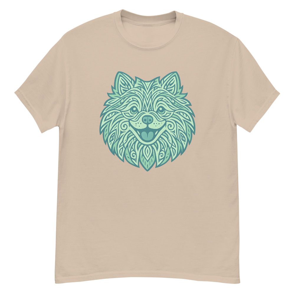 Pomeranian in tribal pattern with pastel greens and blues - Image 7