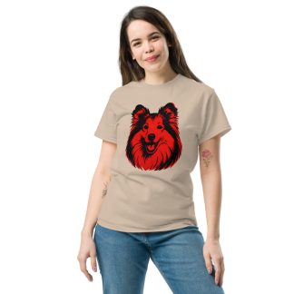 Shetland Sheepdog in Pop Art style with Bright Red and Deep Black