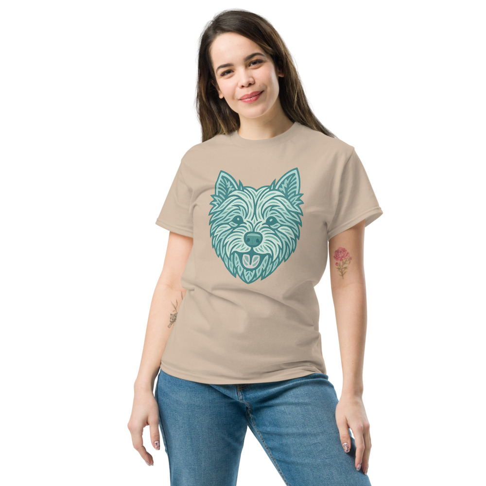 West Highland White Terrier in tribal pattern with pastel greens and blues - Image 6