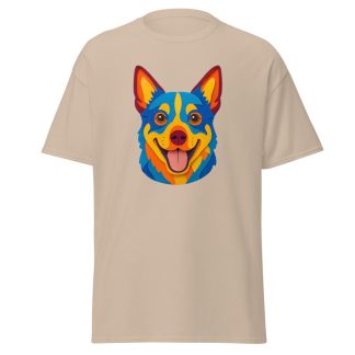 Australian Cattle Dog in paper cutout style with bright colors