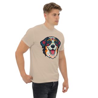 Bernese Mountain Dog in Day of Dead style with bright colors