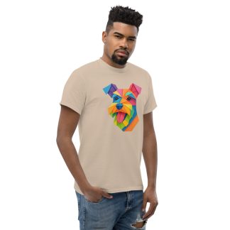 Miniature Schnauzer in origami paper style with bright colors