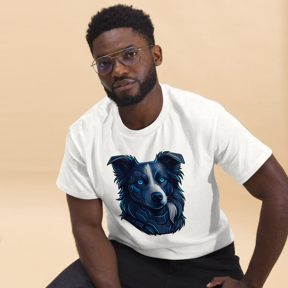 Border Collie in futuristic cyberpunk style with steel silver and electric blue - Image 9