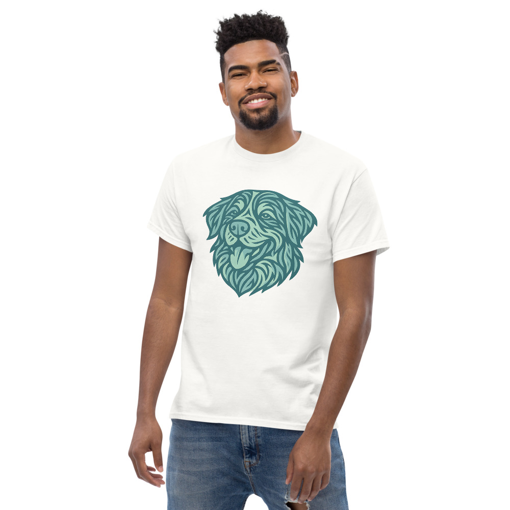 Bernese Mountain Dog in tribal pattern with pastel greens and blues - Image 9
