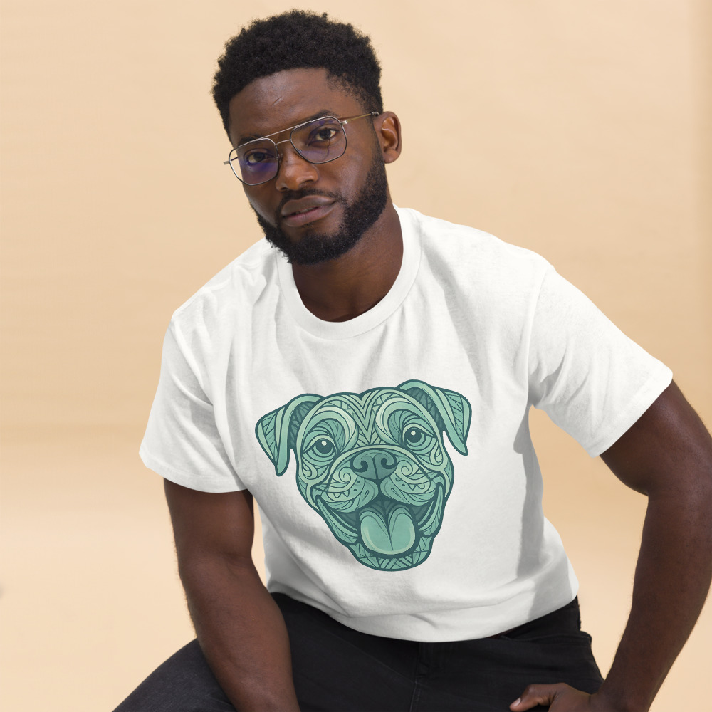 Boxer dog in tribal pattern with pastel greens and blues - Image 8