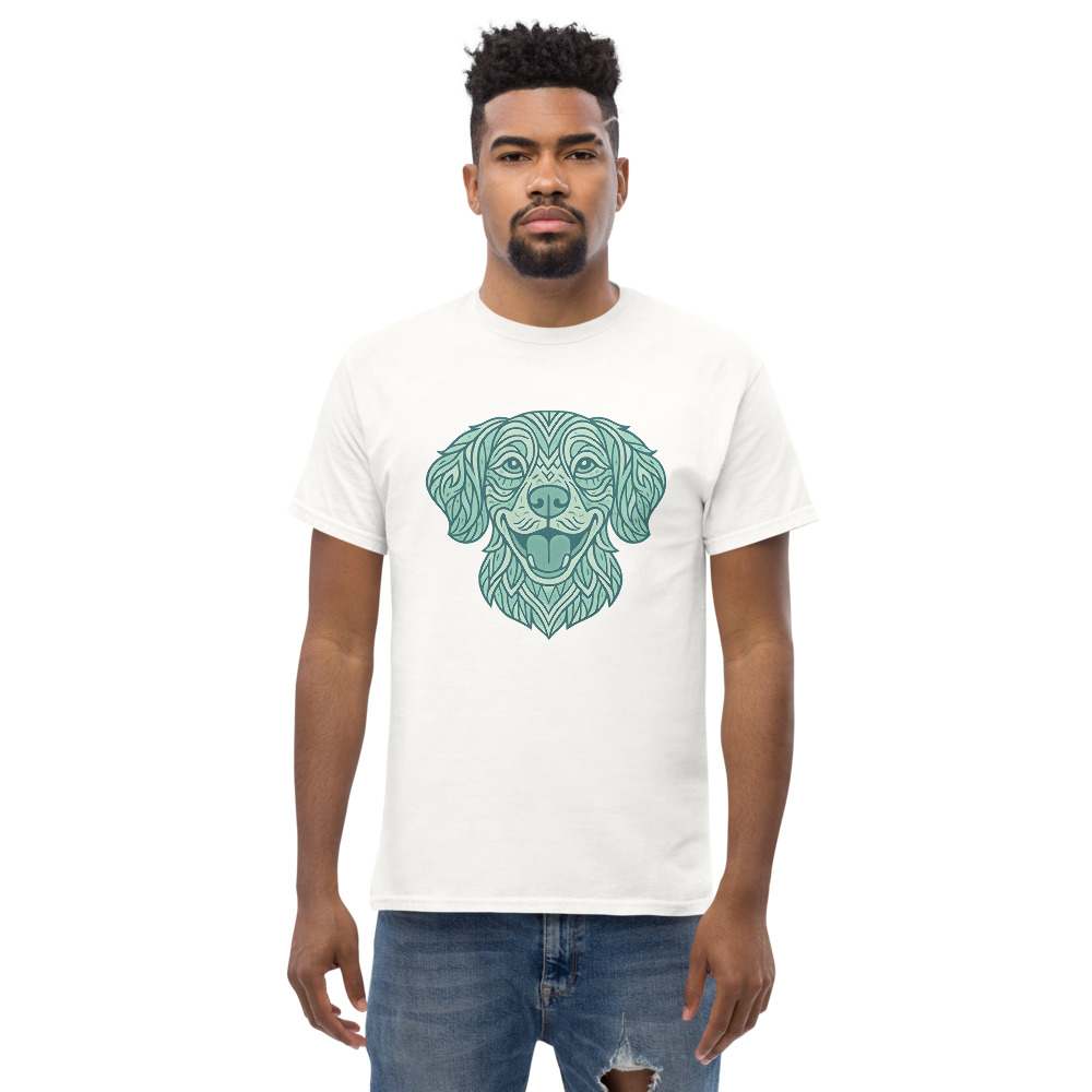 Brittany Dog in tribal pattern style with pastel greens and blues - Image 9