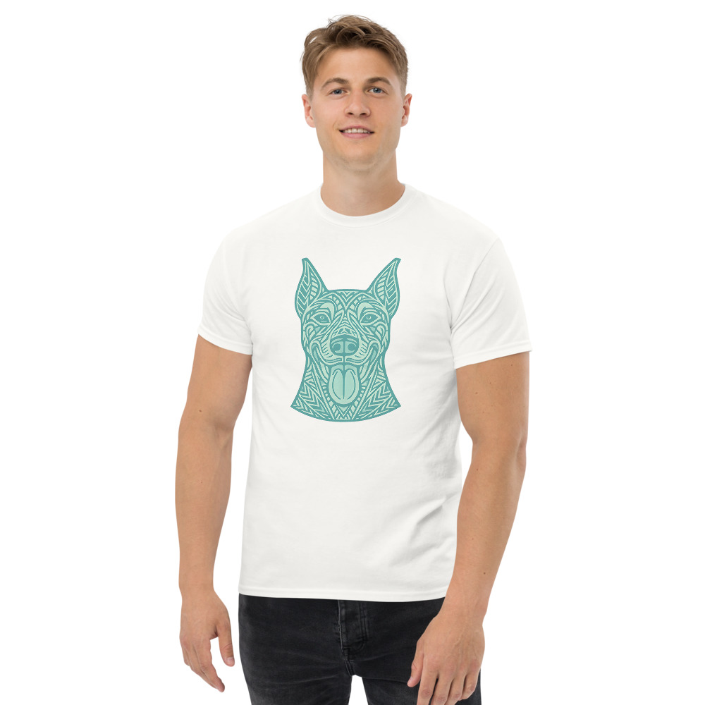 Doberman Pinscher in tribal pattern with pastel greens and blues - Image 9