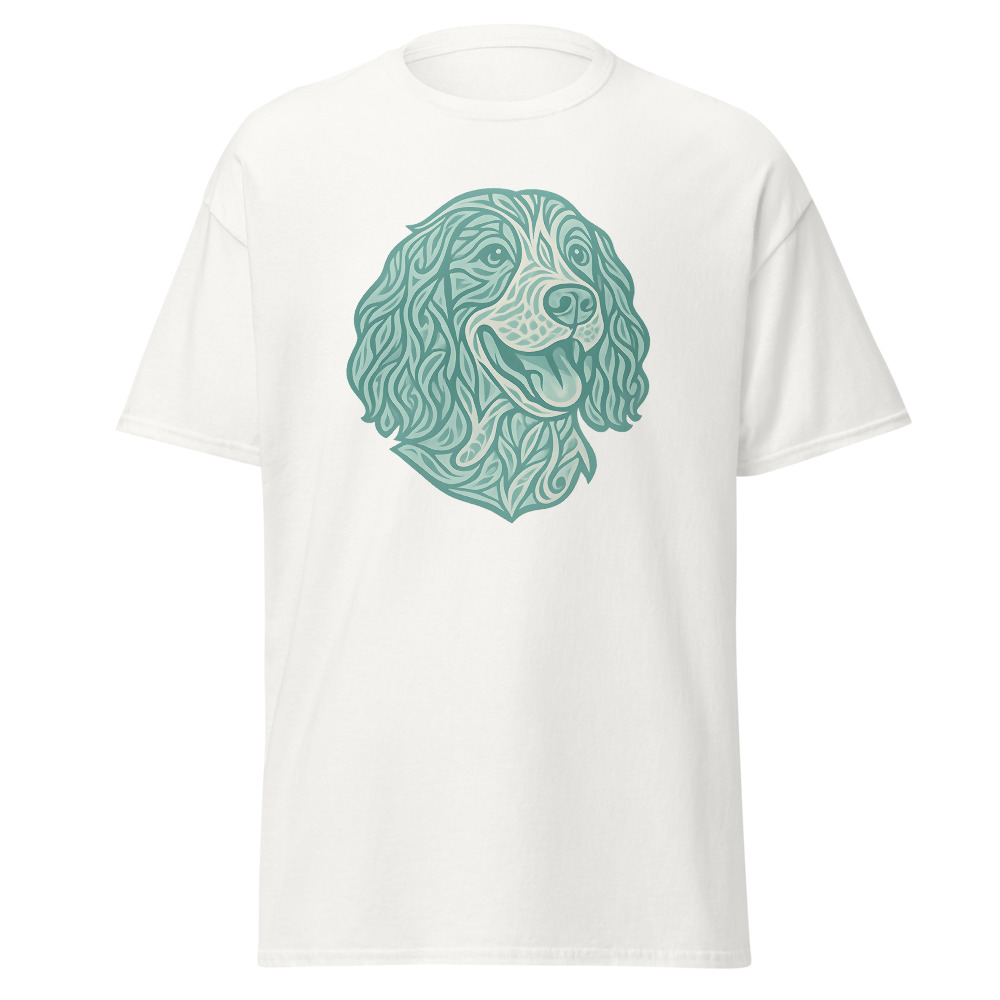 English Springer Spaniel in tribal pattern with pastel greens and blues - Image 8