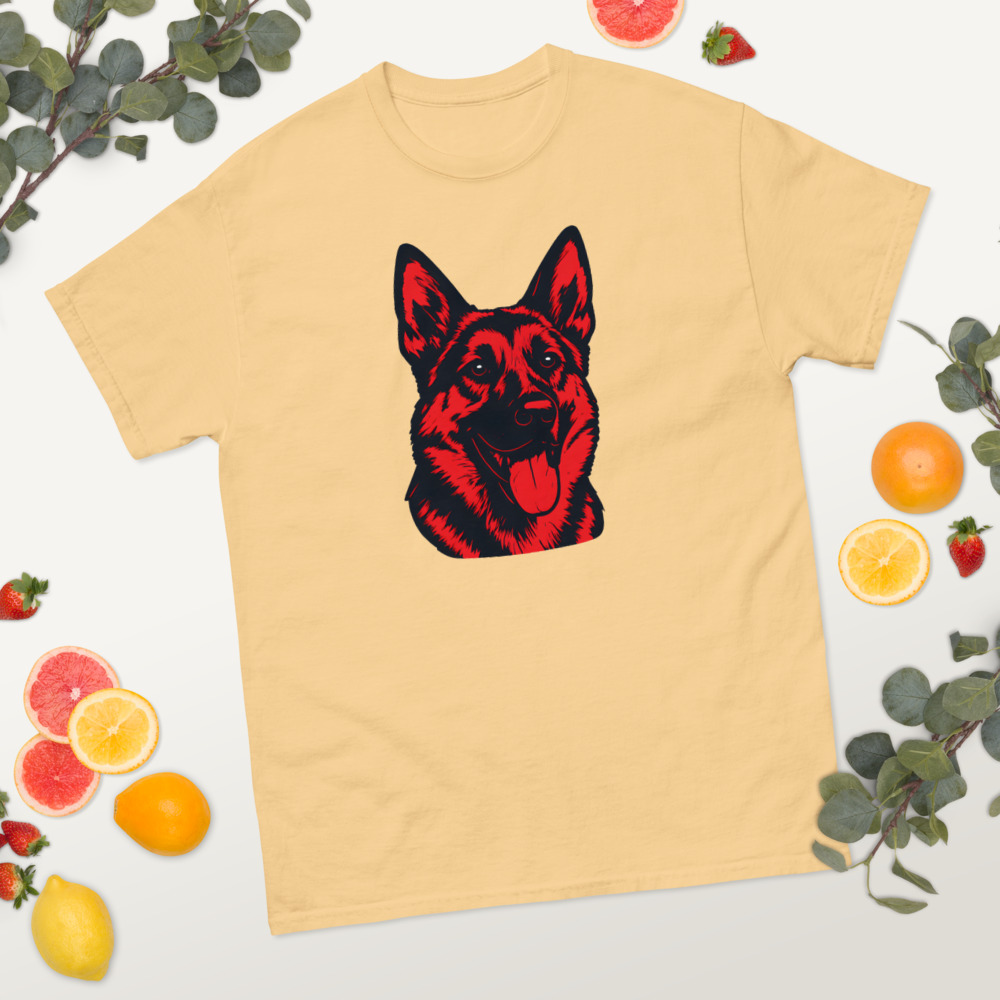 German Shepherd in Pop Art style with bright red and deep black