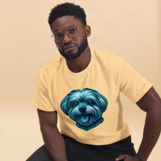 Maltese Dog in Cyberpunk style with Steel Silver and Electric Blue