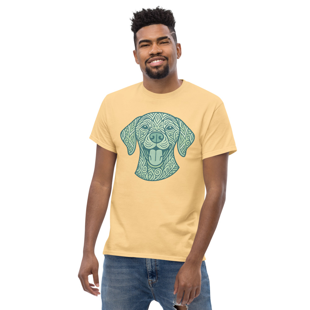 Vizsla in tribal pattern style with pastel greens and blues