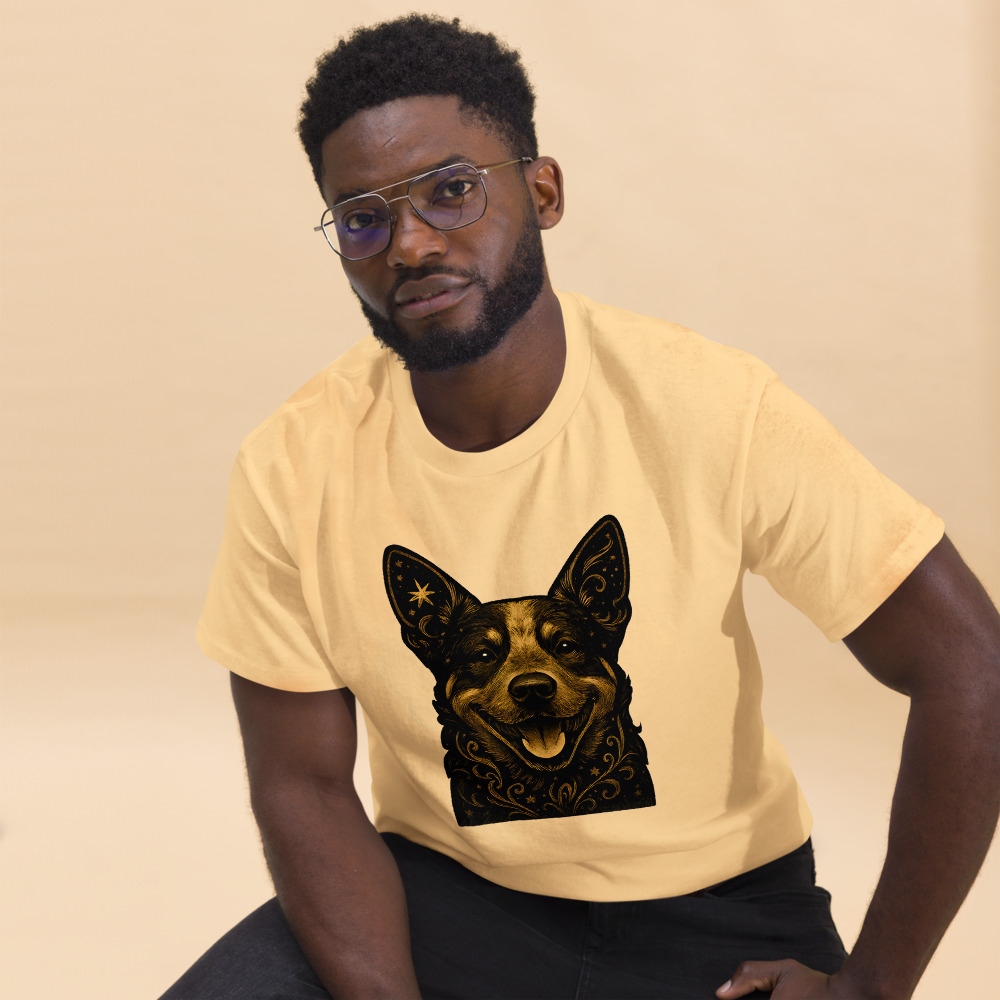 Australian Cattle Dog in whimsical fantasy style with black and gold colors - Image 3