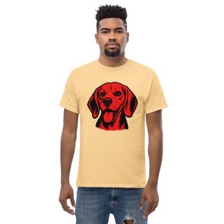 Beagle in Pop Art style with bright red and deep black colors