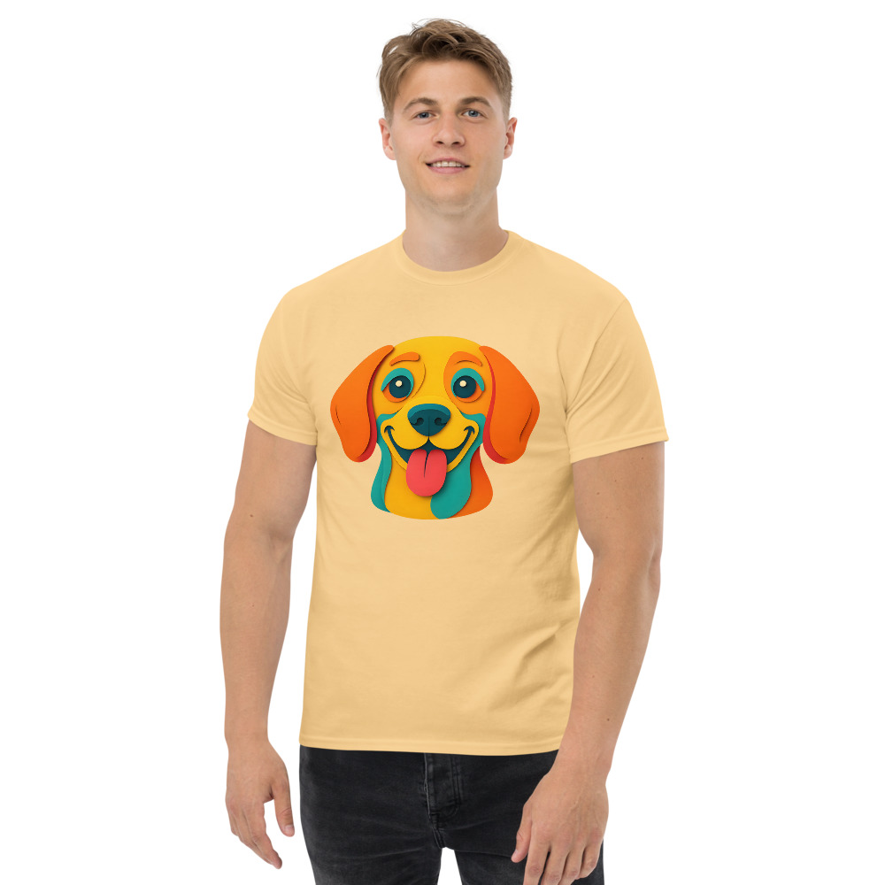 Beagle in paper cutout style with bright colors