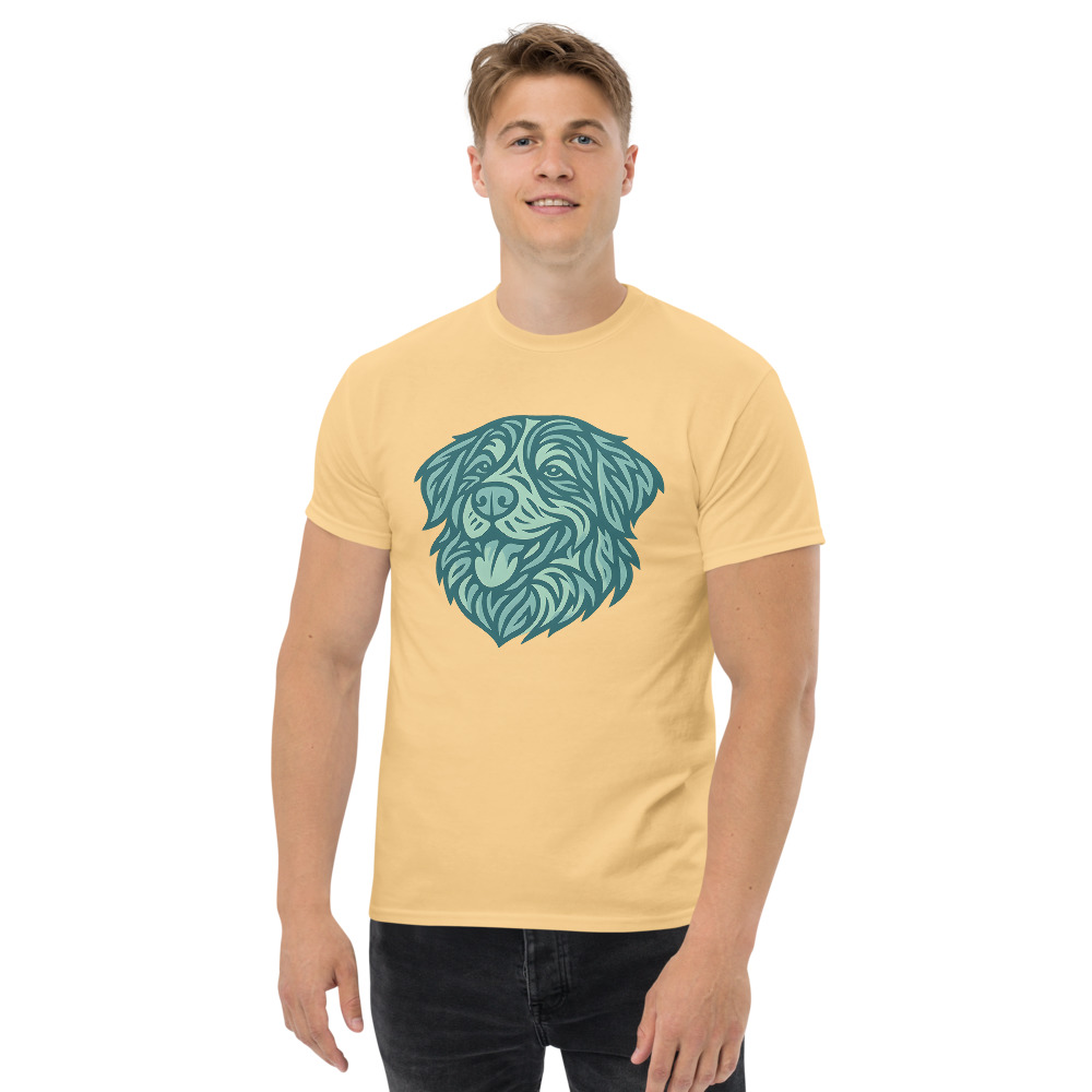 Bernese Mountain Dog in tribal pattern with pastel greens and blues - Image 4
