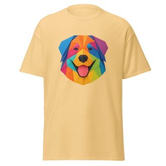 Bernese Mountain Dog in origami paper style with bright colors