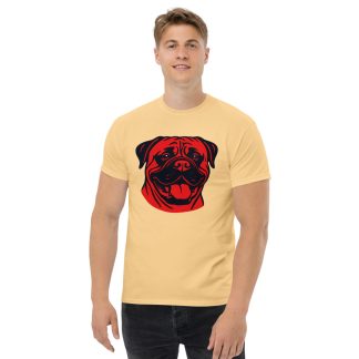 Bullmastiff in Pop Art style with bright red and deep black colors