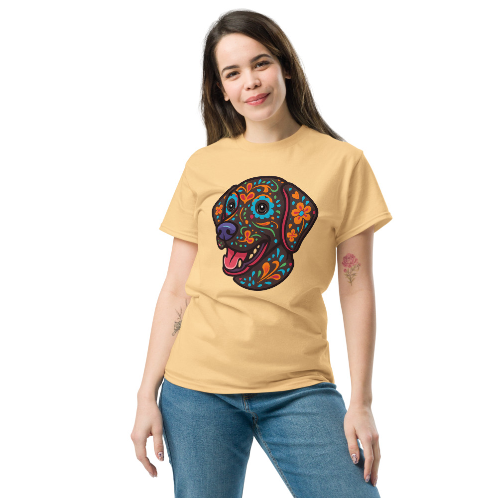 German Shorthaired Pointer in Day of Dead style with bright colors
